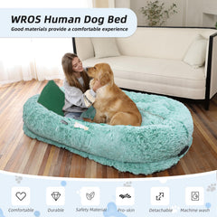 WROS Human Dog Bed inside view highlights roomy interior for shared naps with your pet.