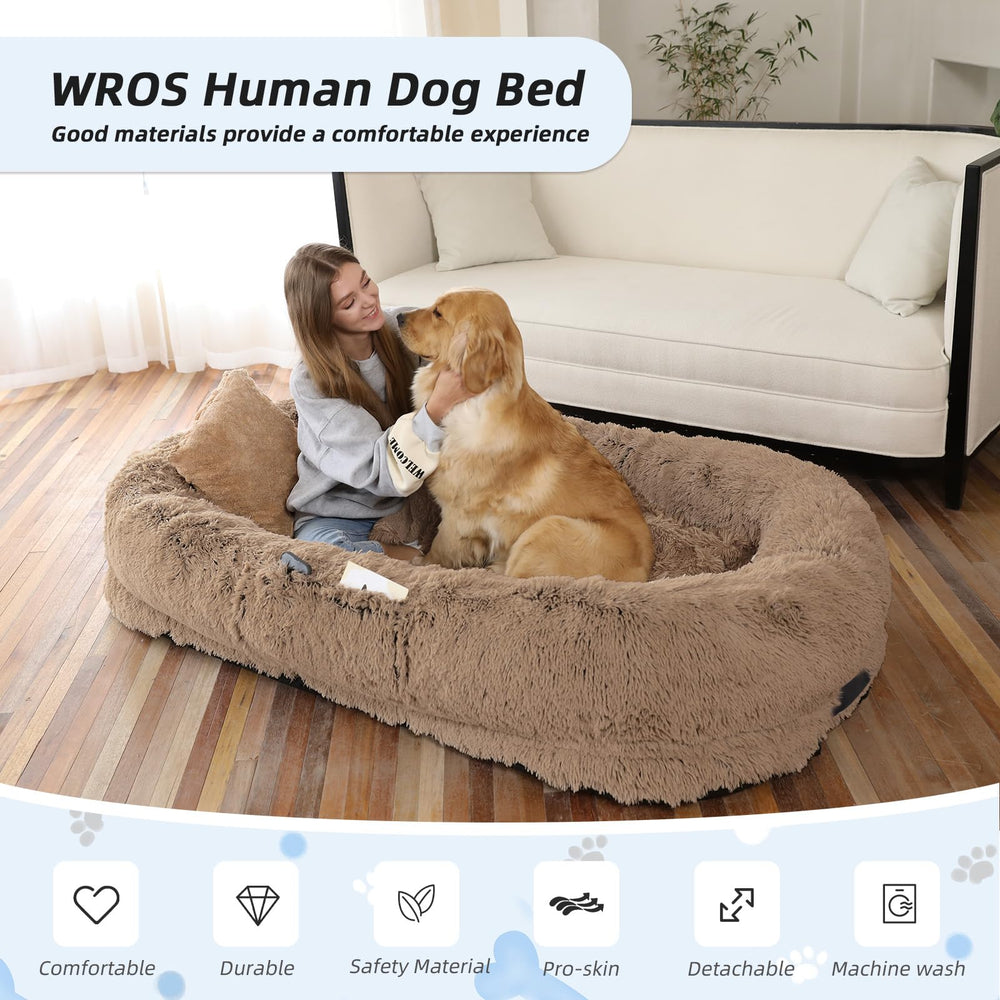 WROS large-size human dog bed showing ample space for you and a pet