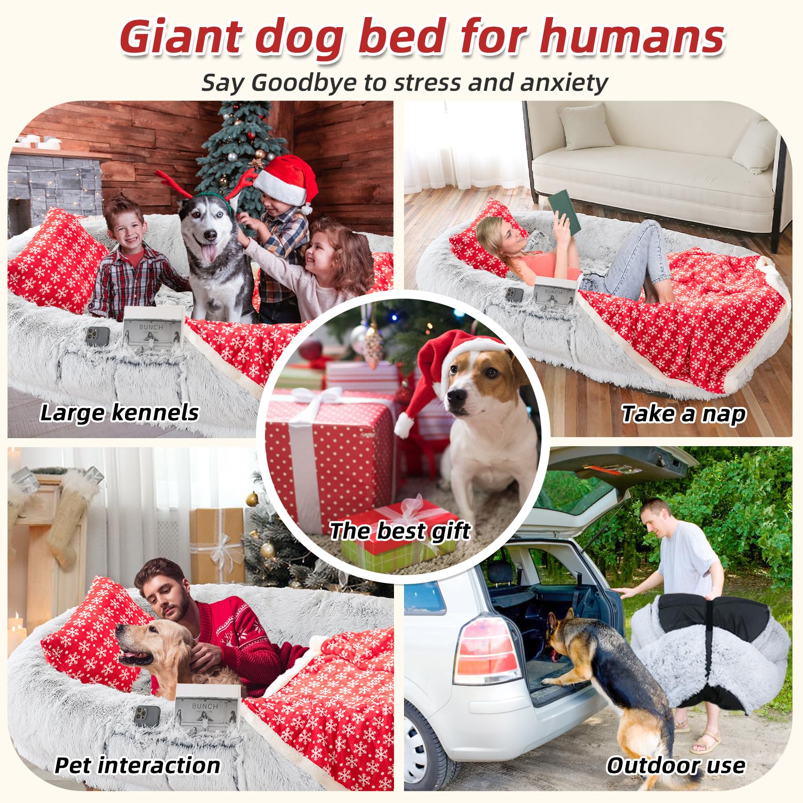 WROS Human Dog Bed non-slip base keeps placement steady during use.