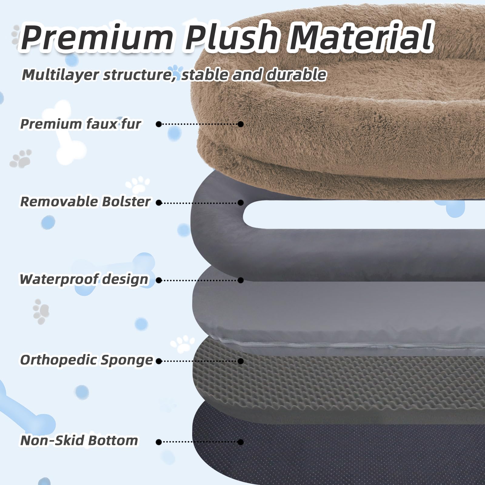 WROS bed features non-slip bottom to stay put on smooth floors