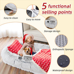 WROS Human Dog Bed plump pillow detail adds neck support and comfort.