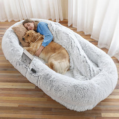 The WROS Human Dog Bed setup offers shared lounging for you and your pet.