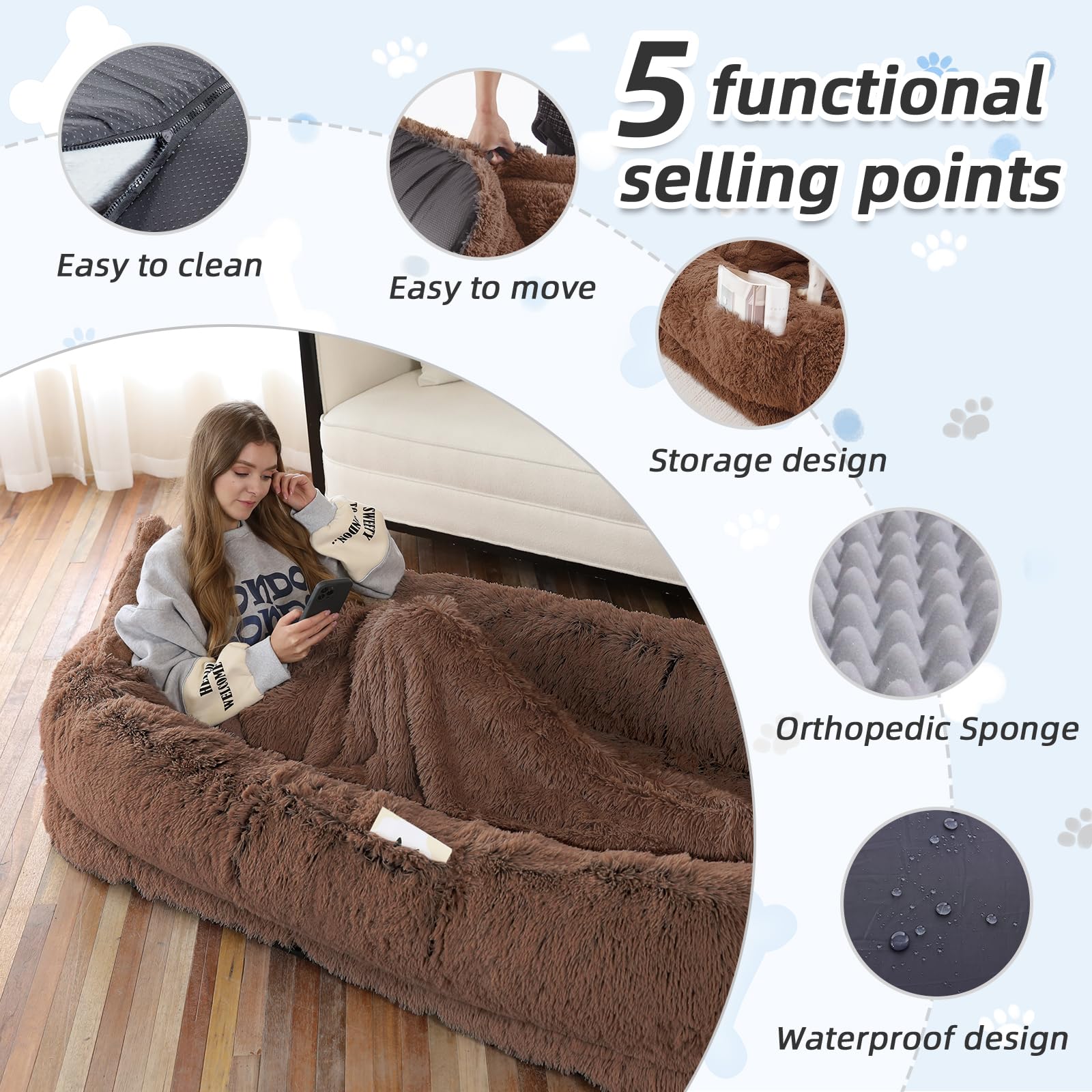WROS bed with side storage pocket for easy-access essentials.