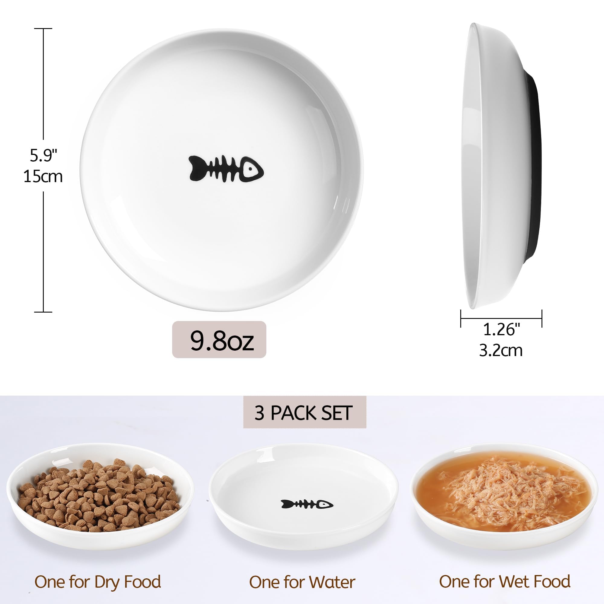 WROSWT no-spill bowls with raised walls minimize spills during chow time.
