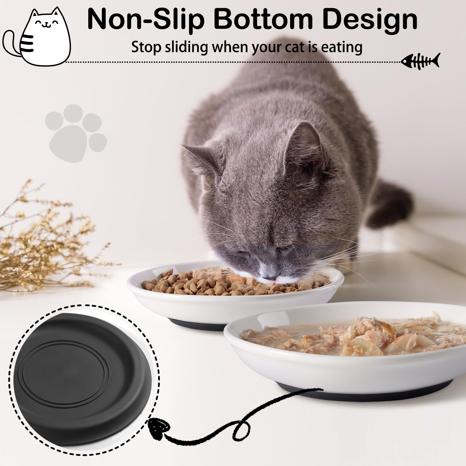 WROSWT multi-use cat bowl suits wet or dry food and water