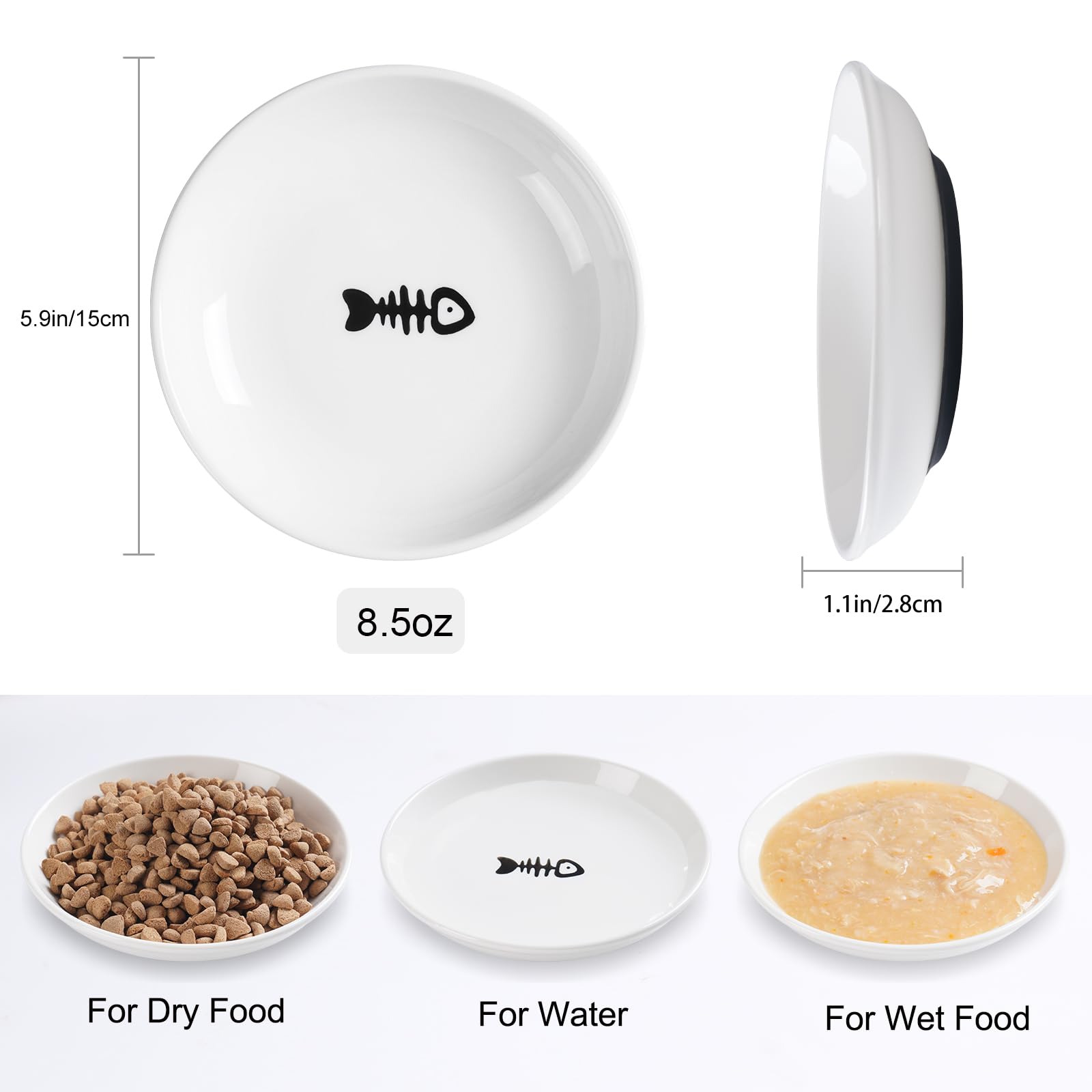 WROSWT non-slip cat bowl reduces floor mess during feeding