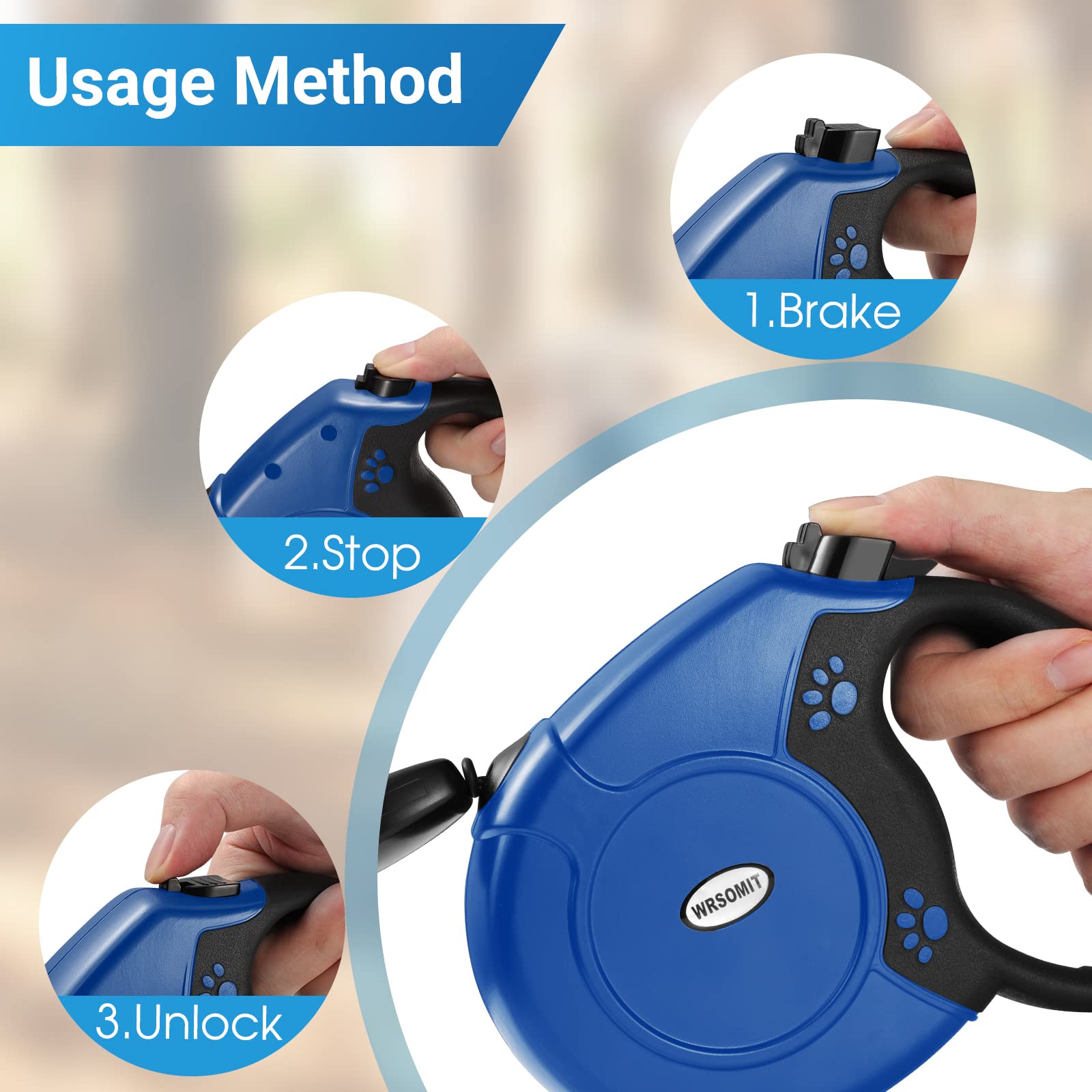 WRSOMIT one-button lock-release for easy control of your pet.