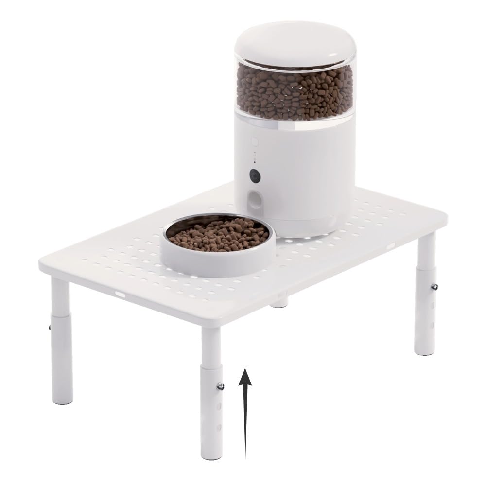 WSOWX adjustable feeder stand elevated view shows stable bowls for small pets