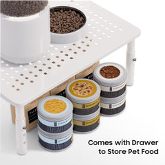 WSOWX elevated feeder stand with clean design reduces floor debris during meals