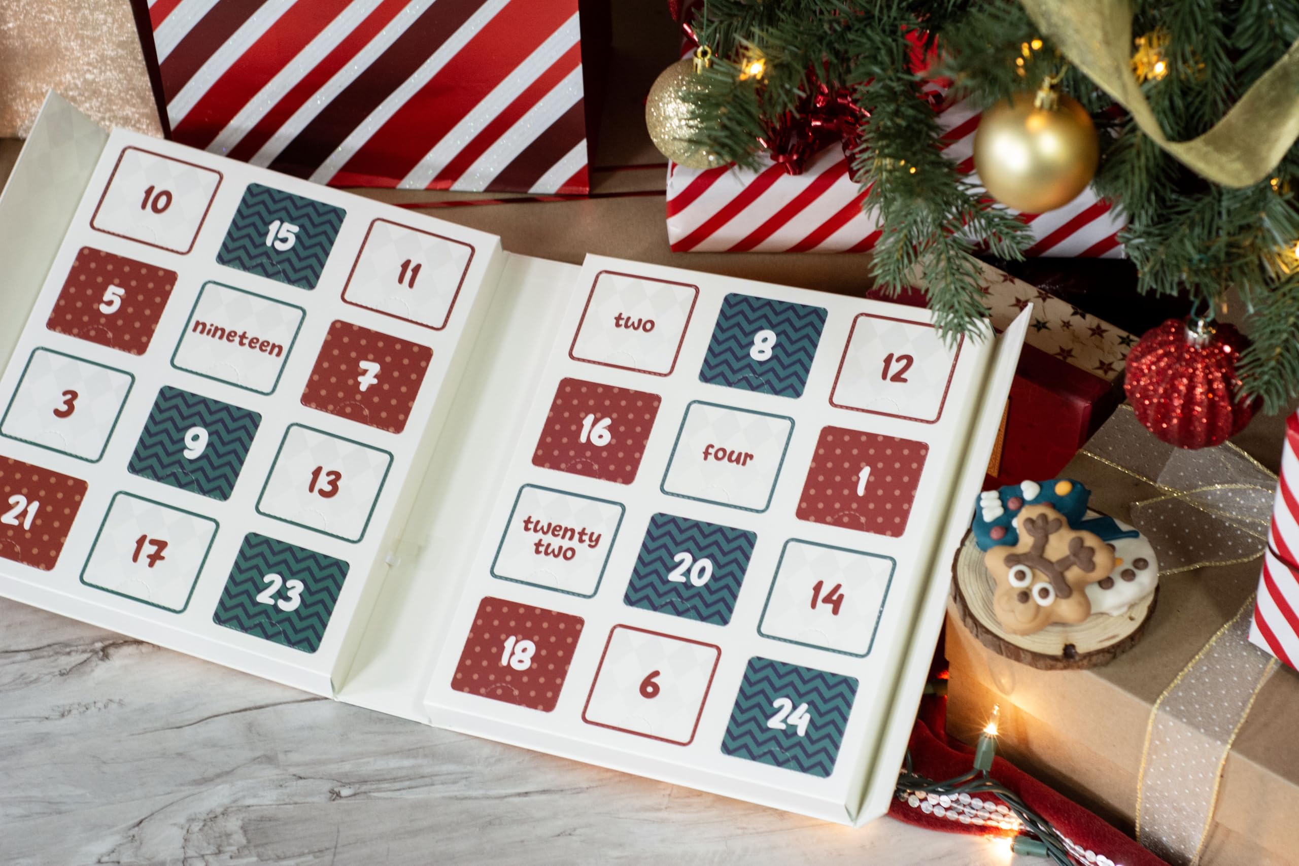 Wufers holiday cookies decorated in shapes inviting fun, festive feeding sessions.
