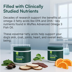Wuffes label close-up mentions omega-3 and green-lipped mussel for mobility support