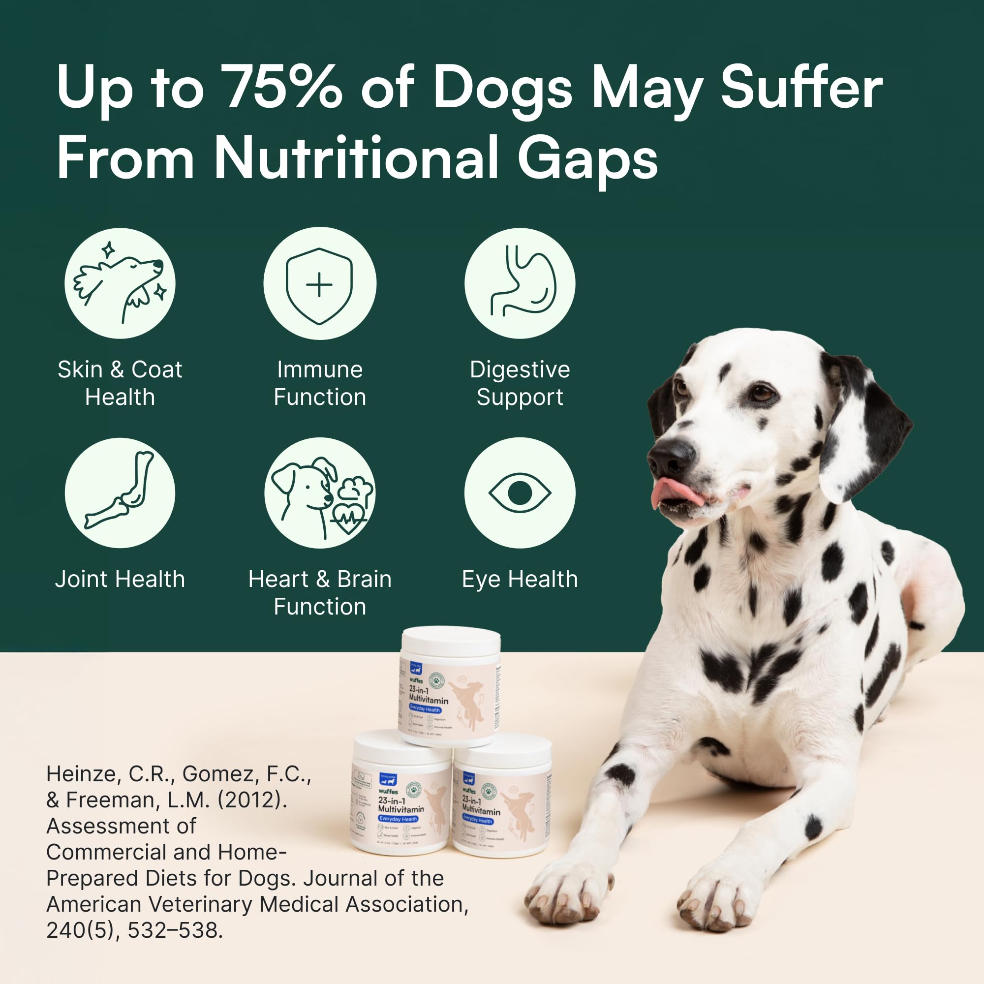 Wuffes omega-3 salmon oil bottle indicating skin, coat, and brain health support