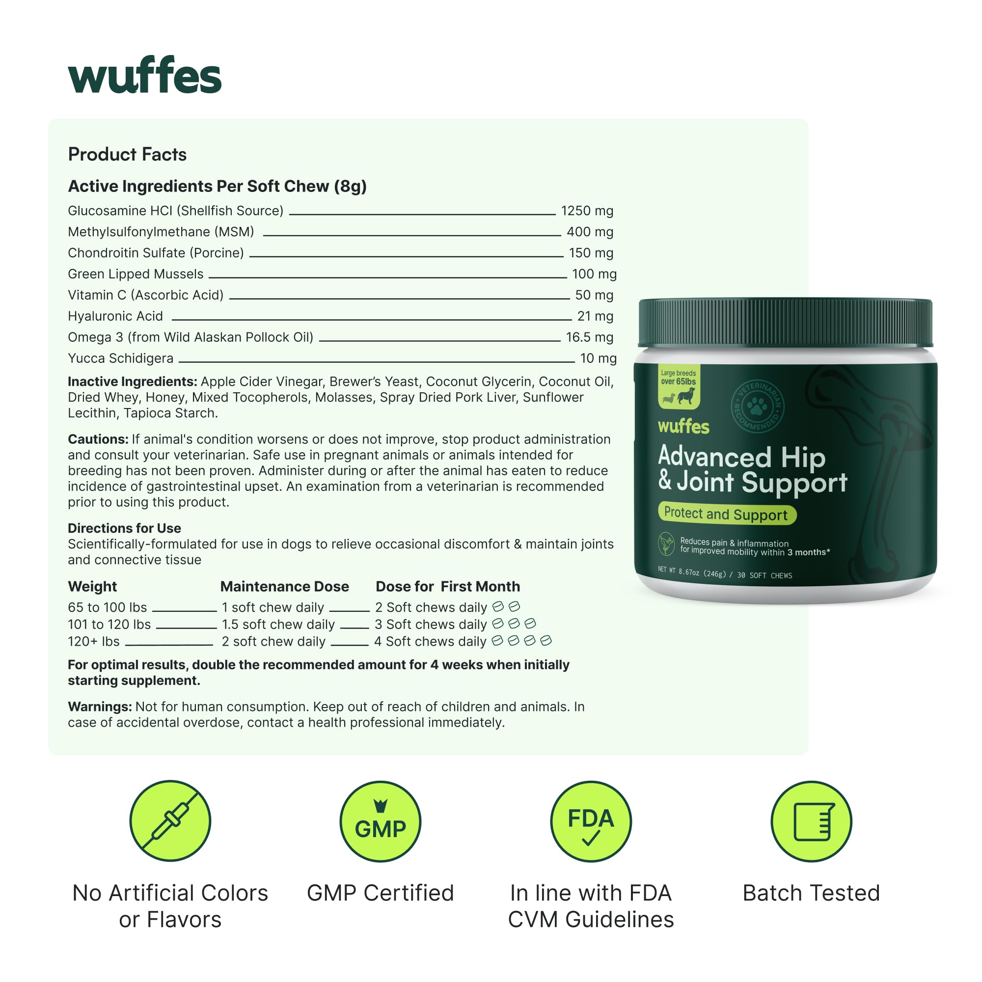 Wuffes supplement bag and label ready for daily dosing.