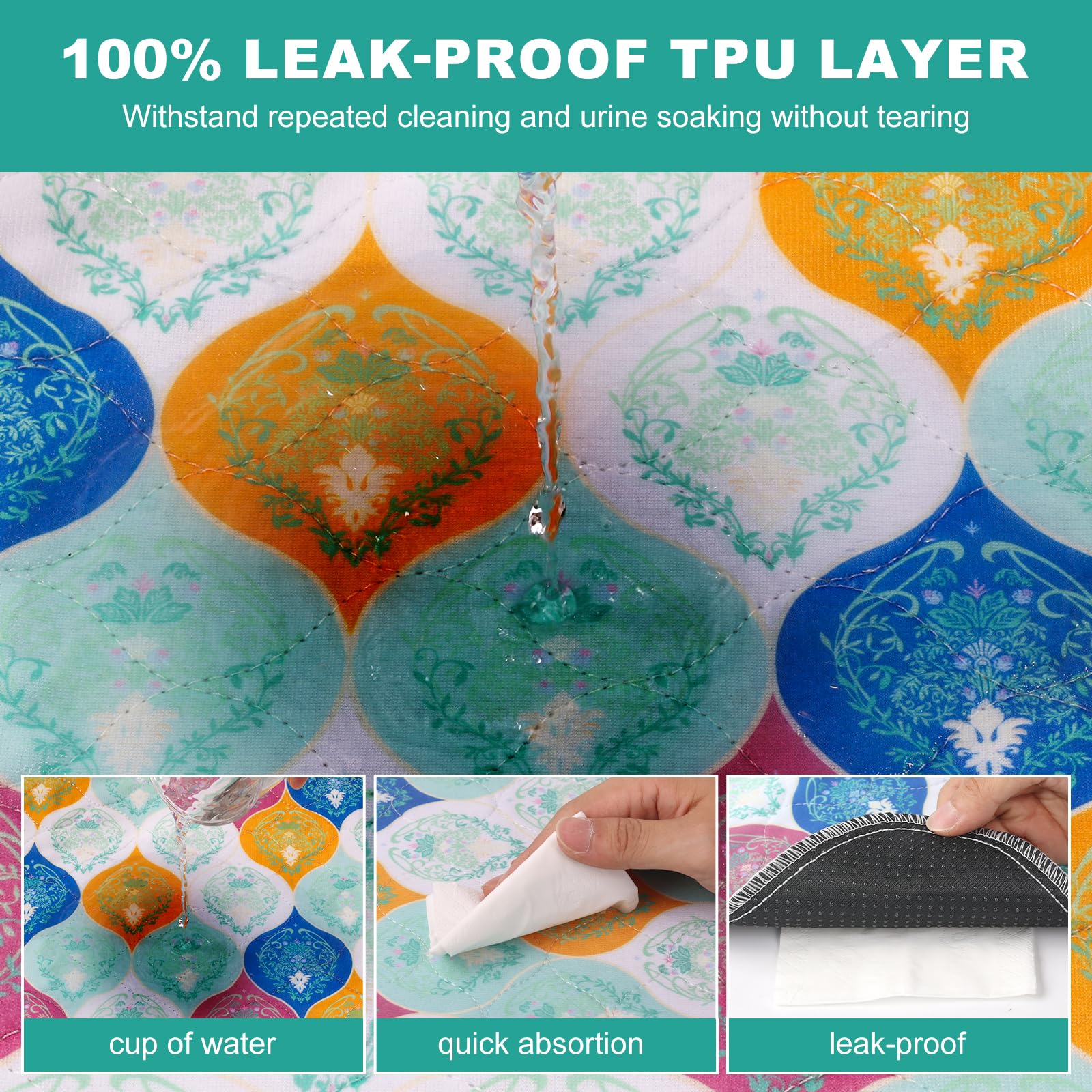WUFFLYDRY bohemian pattern non-slip backing adds style and stays in place.