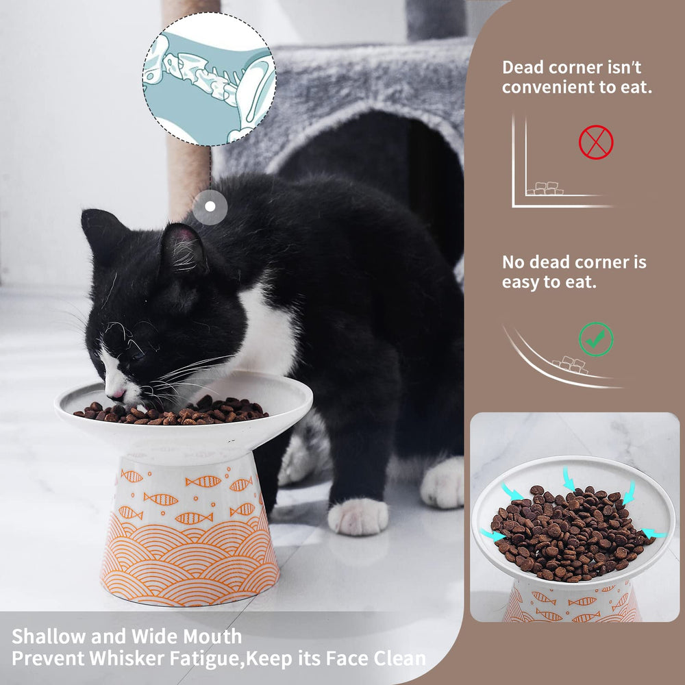 WUHOSTAM 6-25in elevated cat bowl orange supports easy, relaxed feeding posture.