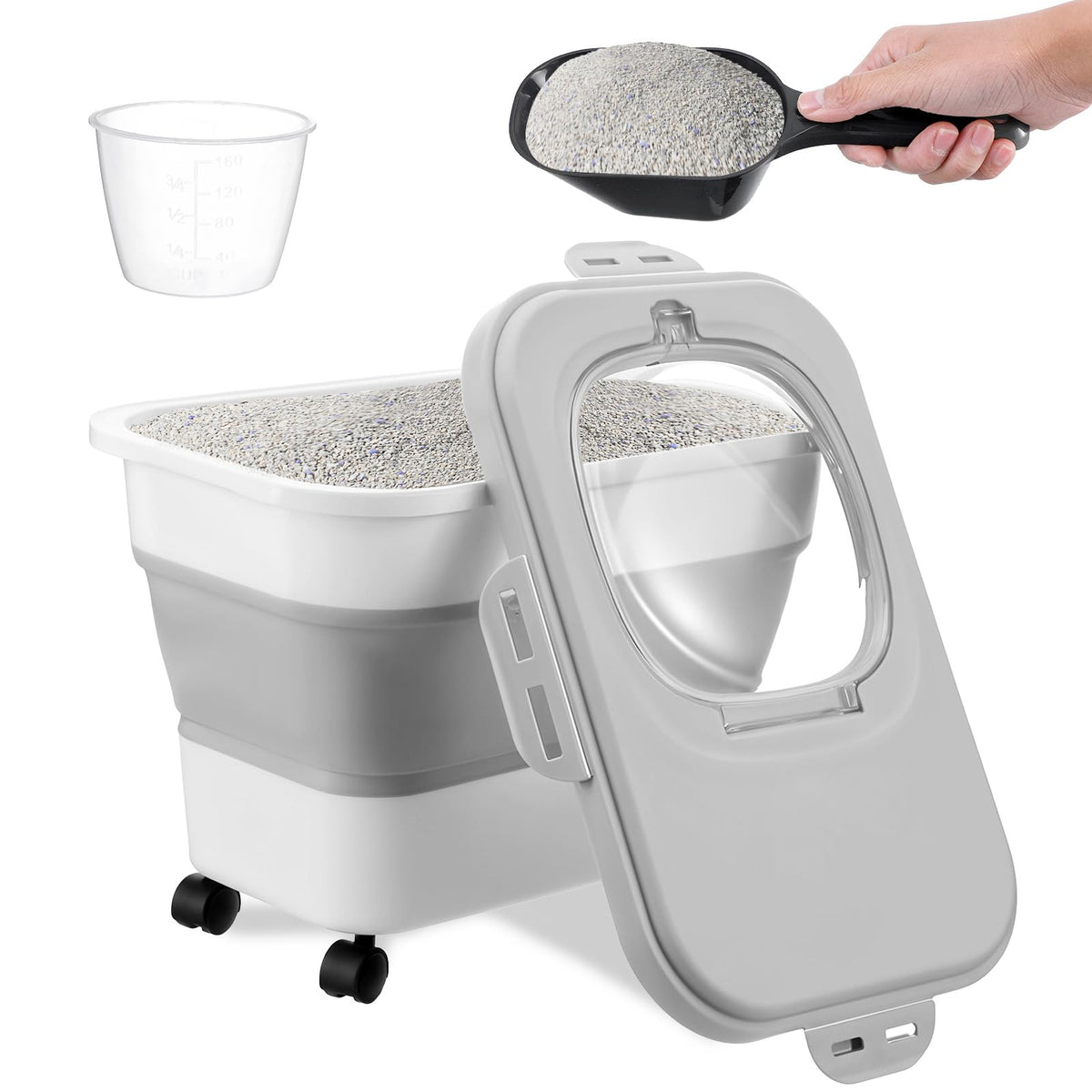 wutfuooo cat litter storage bin with seal lid and wheels for easy transport
