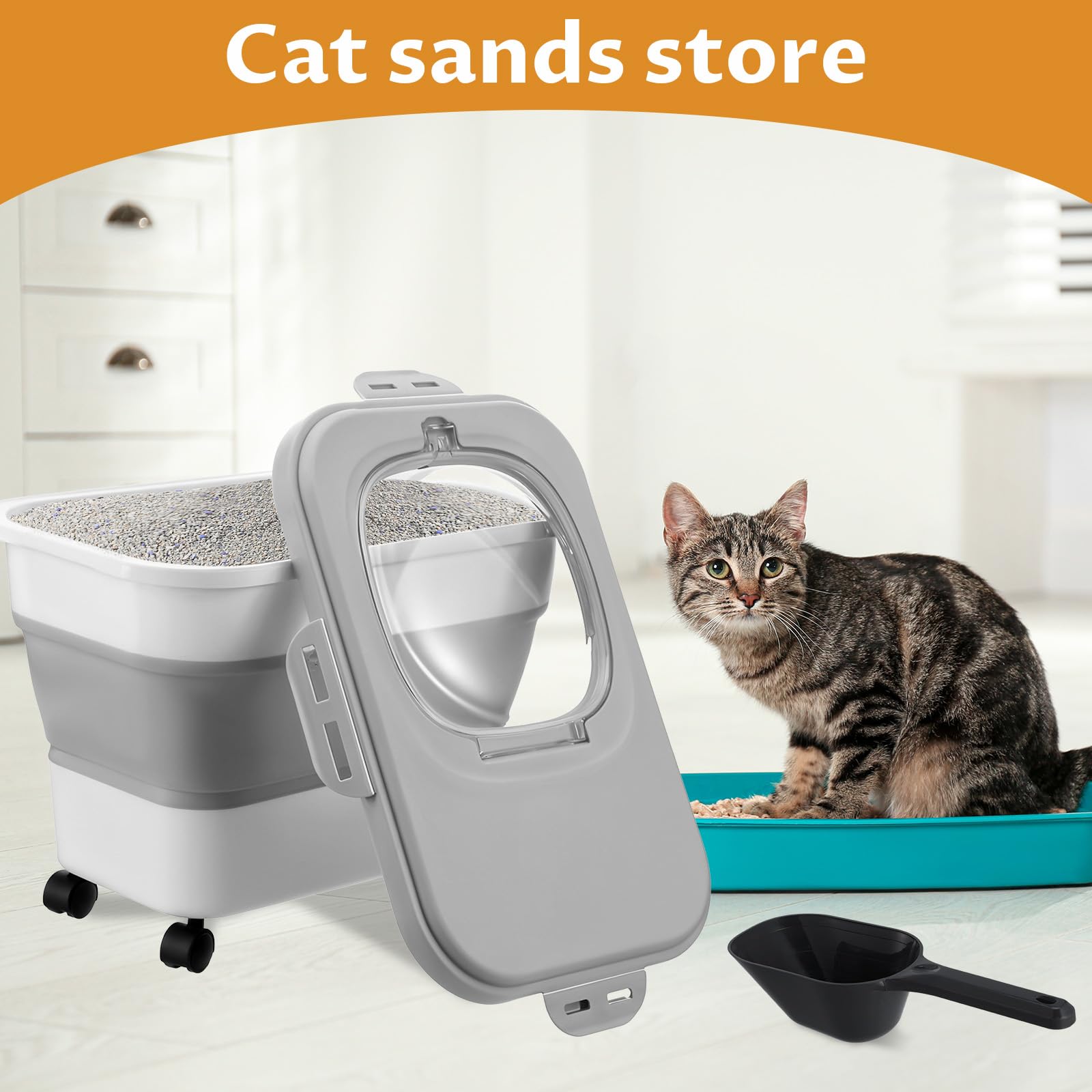 wutfuooo cat litter storage bin magnetic seal lid keeps contents secure