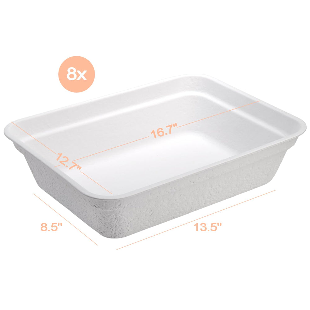 WUWEOT white cardboard litter tray showcasing sturdy, liner-compatible design for versatile use.