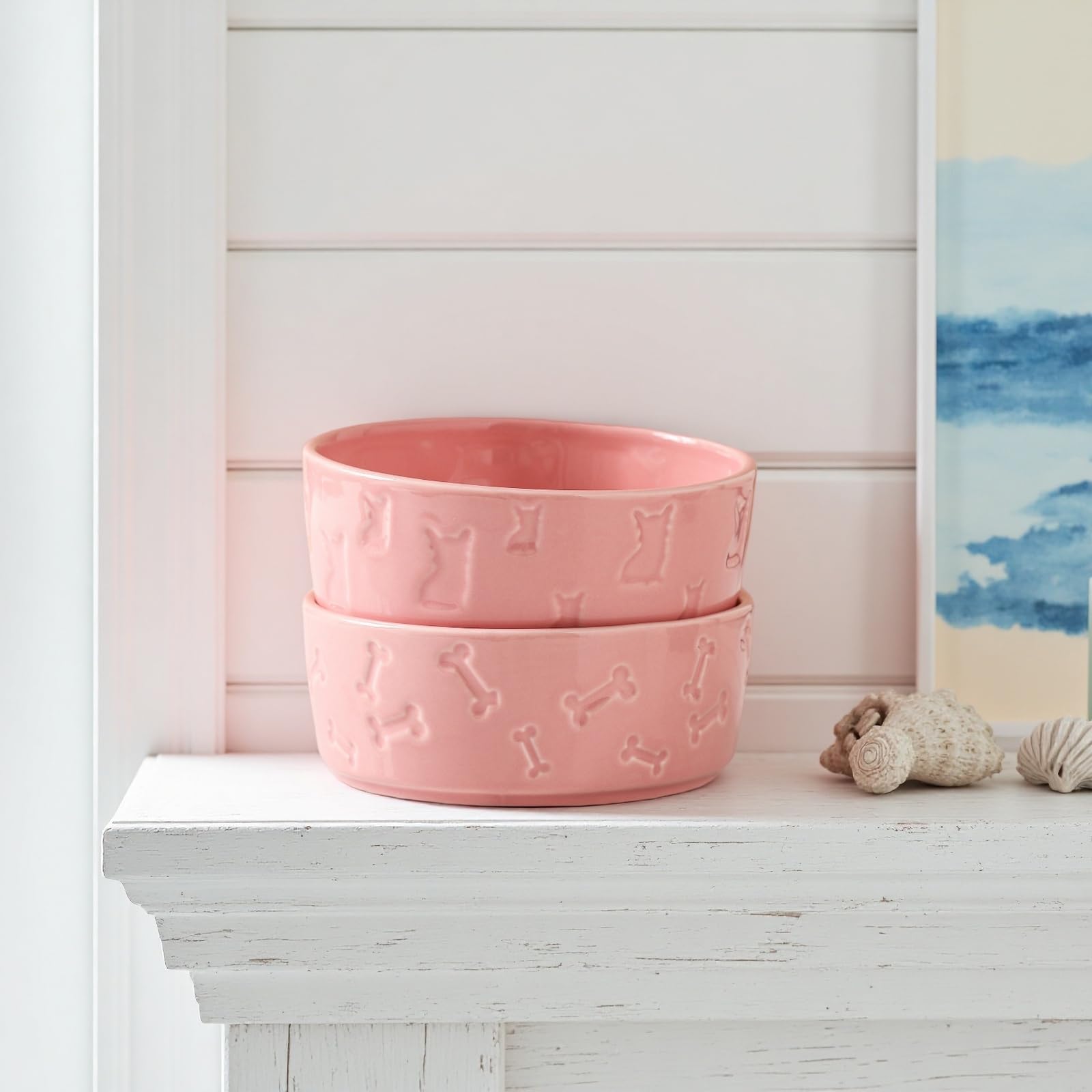 WUYIAZHI pink ceramic bowls for meals and water for small dogs