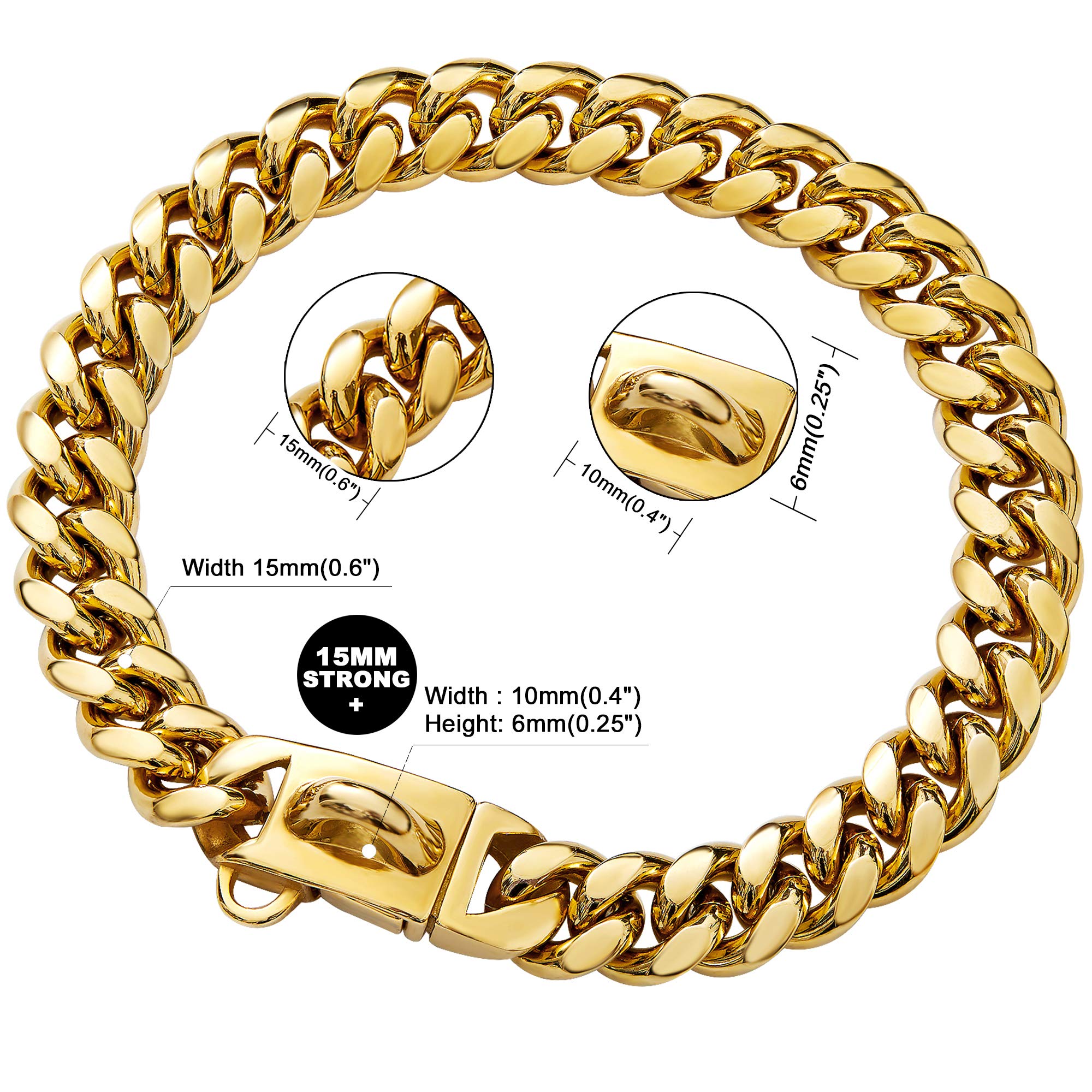 W/W Lifetime 18K gold over 316L stainless steel collar detail highlighting durability