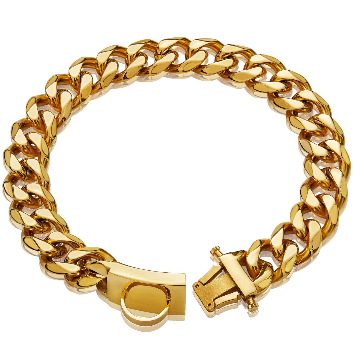 W/W Lifetime gold dog chain collar design shows durable 18K plating and luxe style.