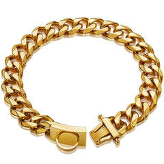 W/W Lifetime gold dog chain collar design shows durable 18K plating and luxe style.