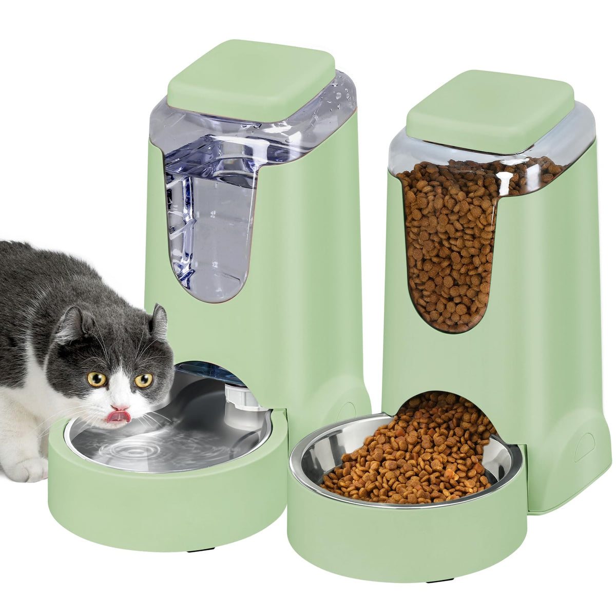 WyfKyd 2-pack automatic feeder image shows hands-free meals for pets.
