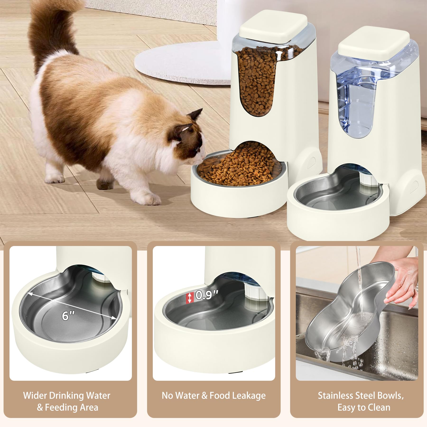 WyfKyd ivory-white cat and dog feeder blends with home décor while feeding pets.