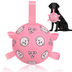 WYNTRIUM dog soccer ball with grab tabs for easy fetch and tug play