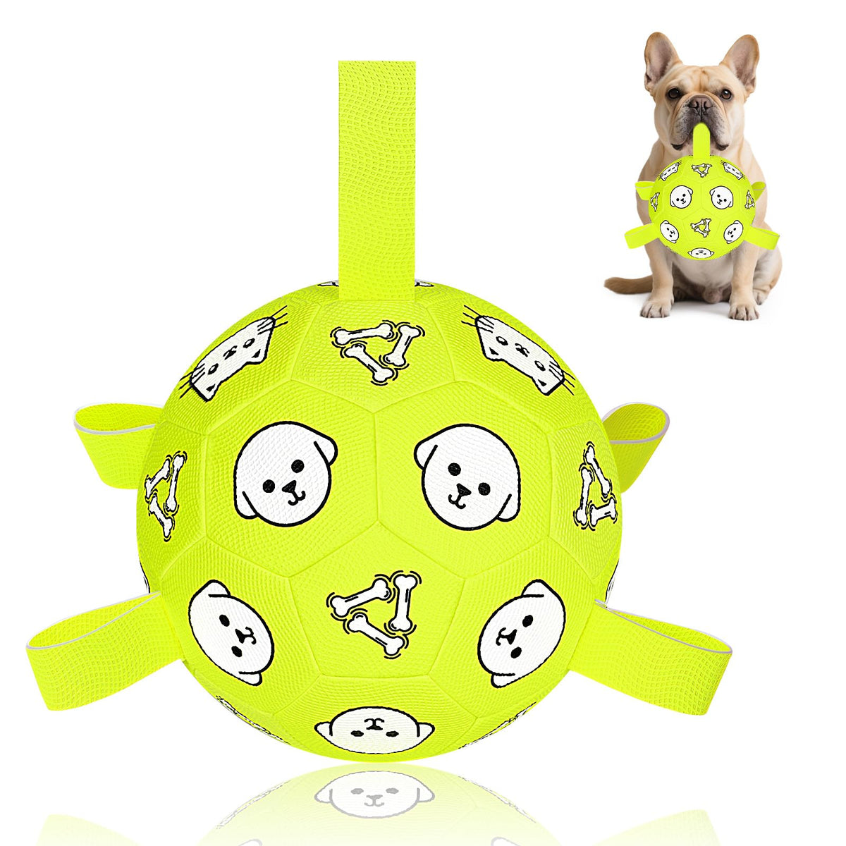 WYNTRIUM dog soccer ball with pull tabs for easy fetch and tug.