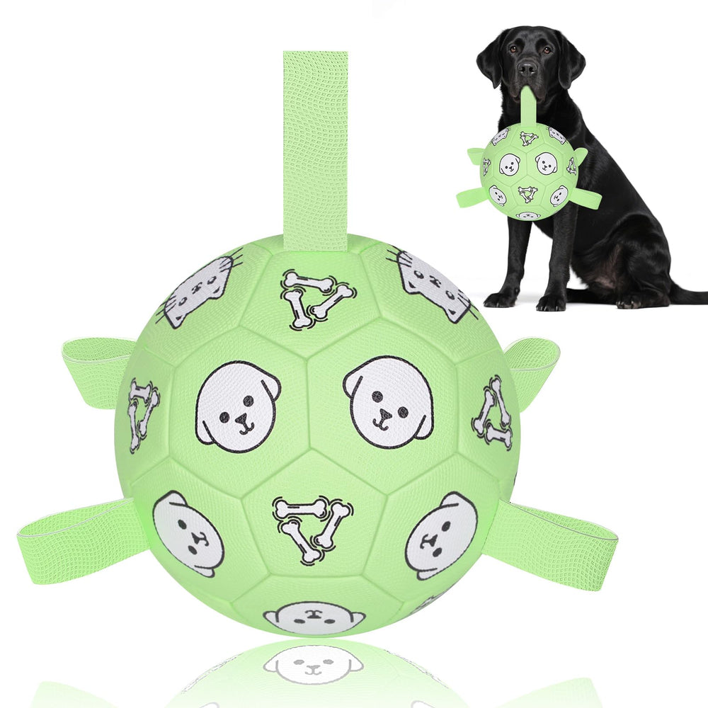 WYNTRIUM dog toy soccer ball grab tabs for easy fetch and tug