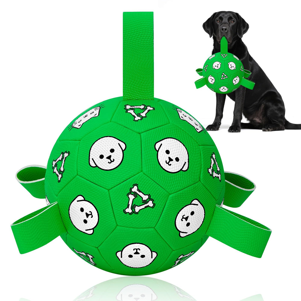 WYNTRIUM dog toy soccer ball grab tabs for easy pickup.