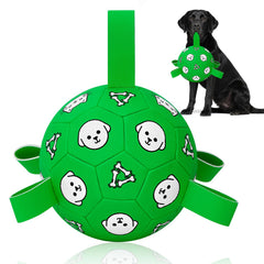WYNTRIUM dog toy soccer ball grab tabs for easy pickup.