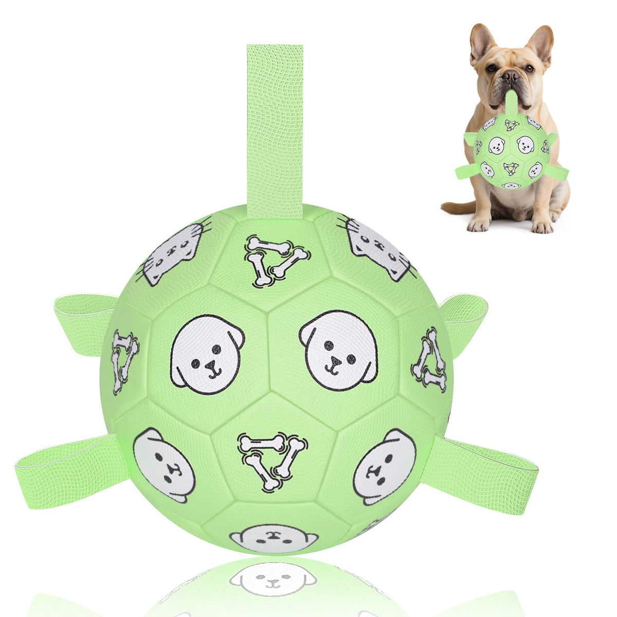 WYNTRIUM dog toy soccer ball straps 6in ready for fetch and tug