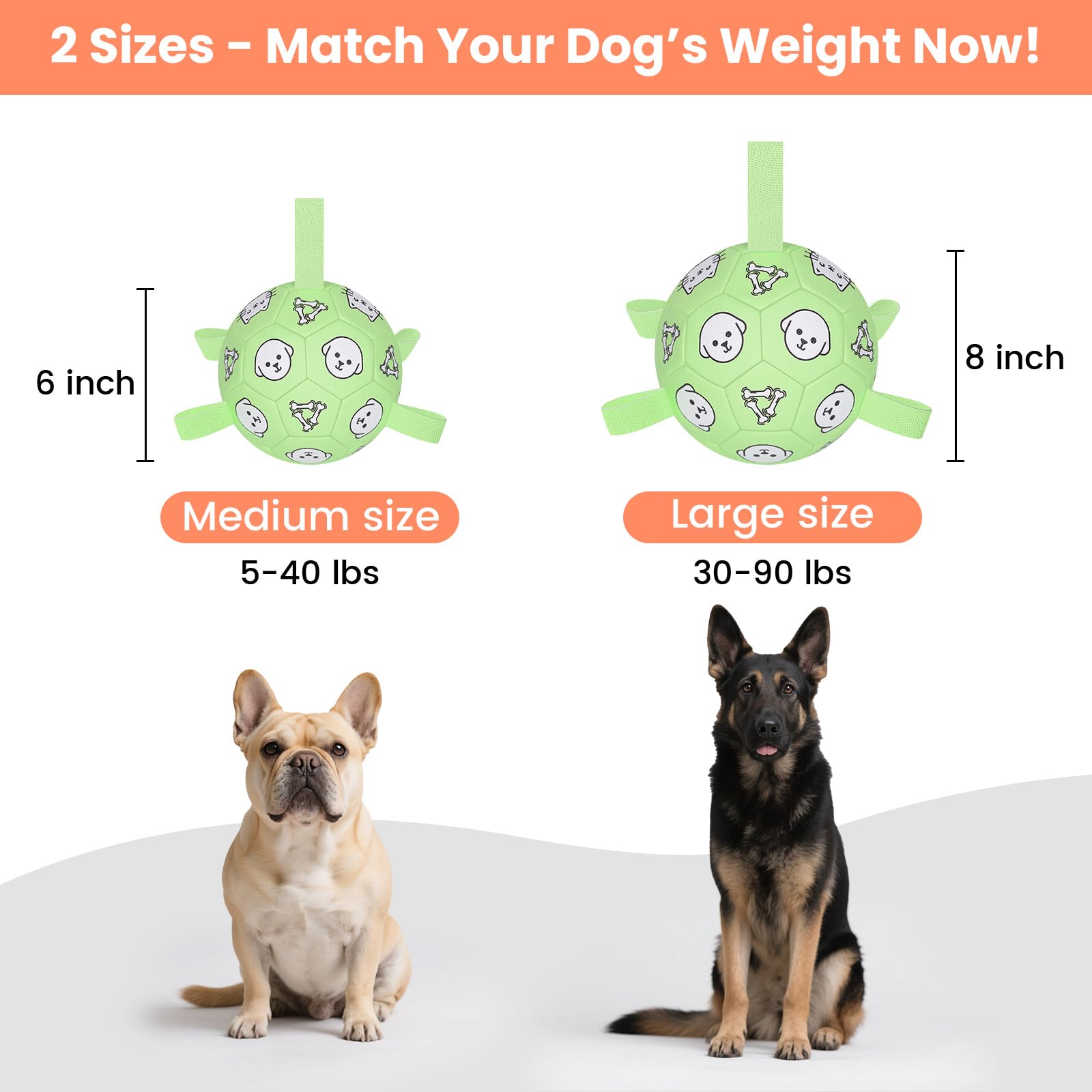 WYNTRIUM dog toy soccer ball tabs four-grab for easy bite and tug