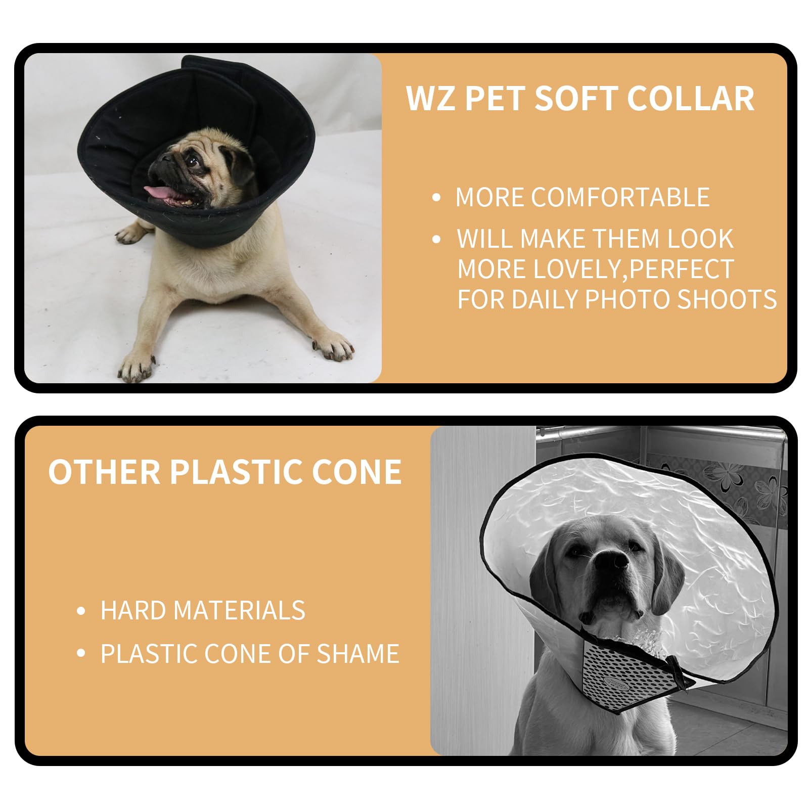 WZ PET self-adhesive adjustable neck strap keeps cone stable.