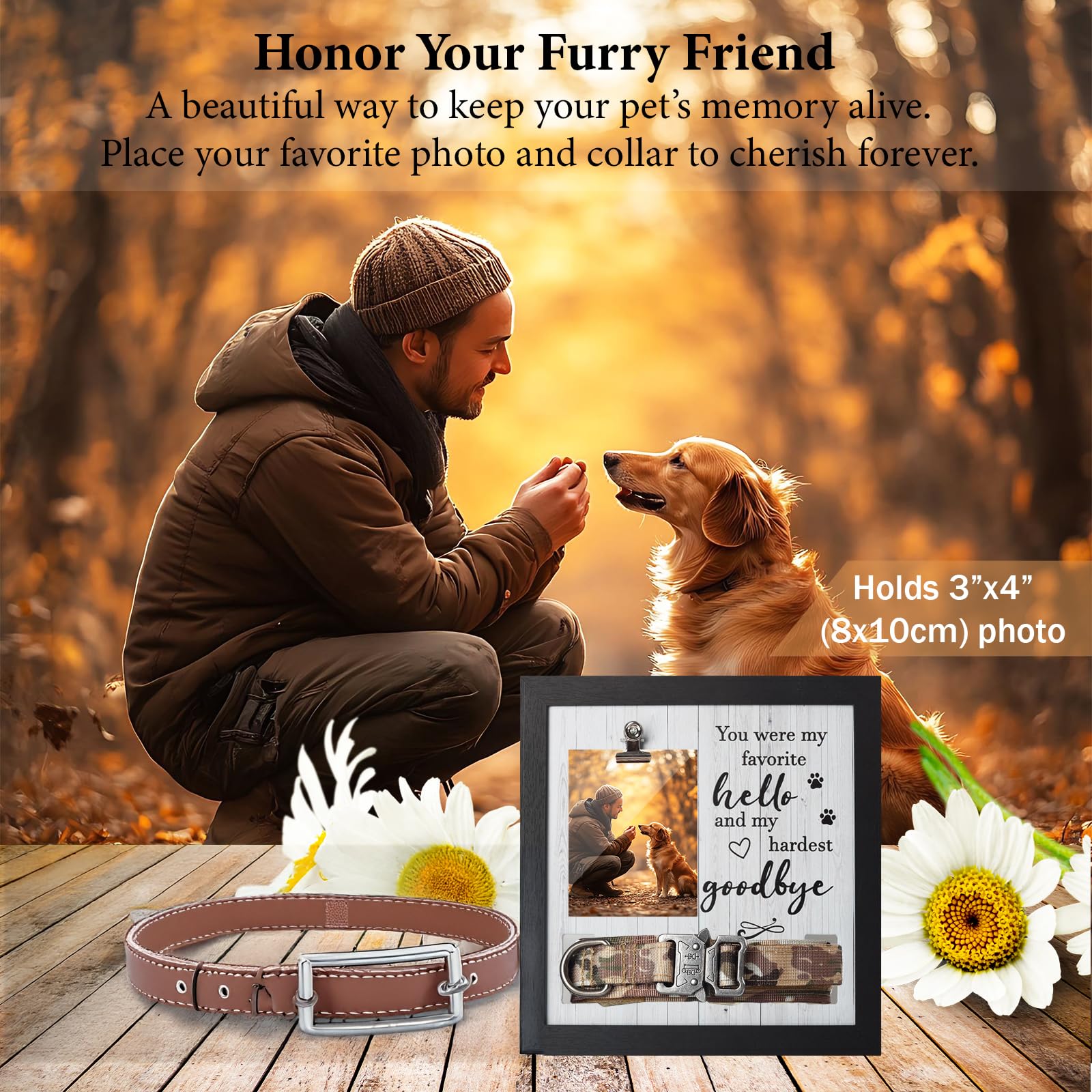 X-partner engraved memorial frame features heartfelt message for pet remembrance