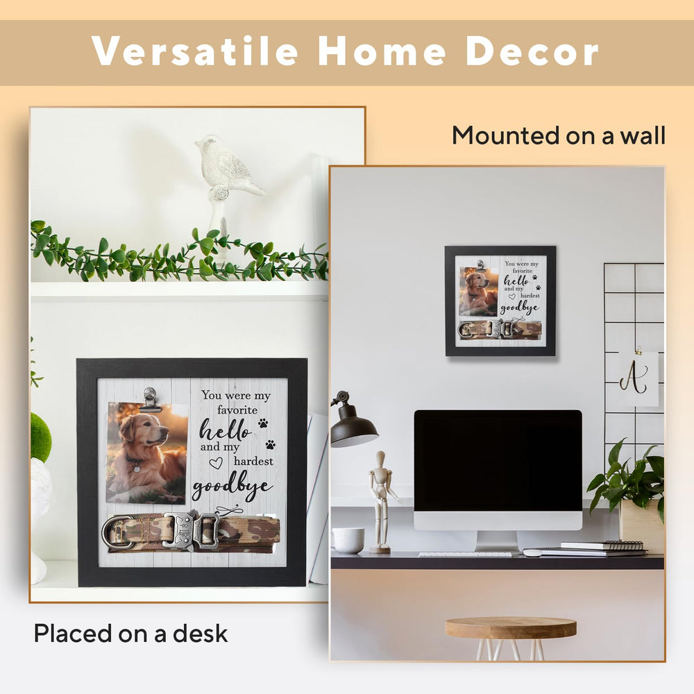 X-partner pet memorial frame with cat photo and collar slot for keepsakes