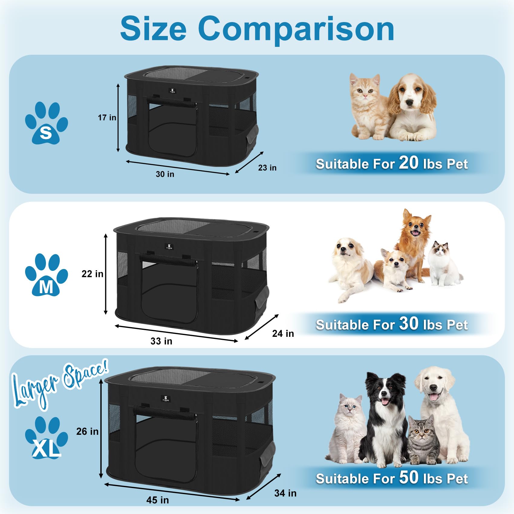 X-ZONE PET Dog Playpen 360-degree view and ventilated mesh sides