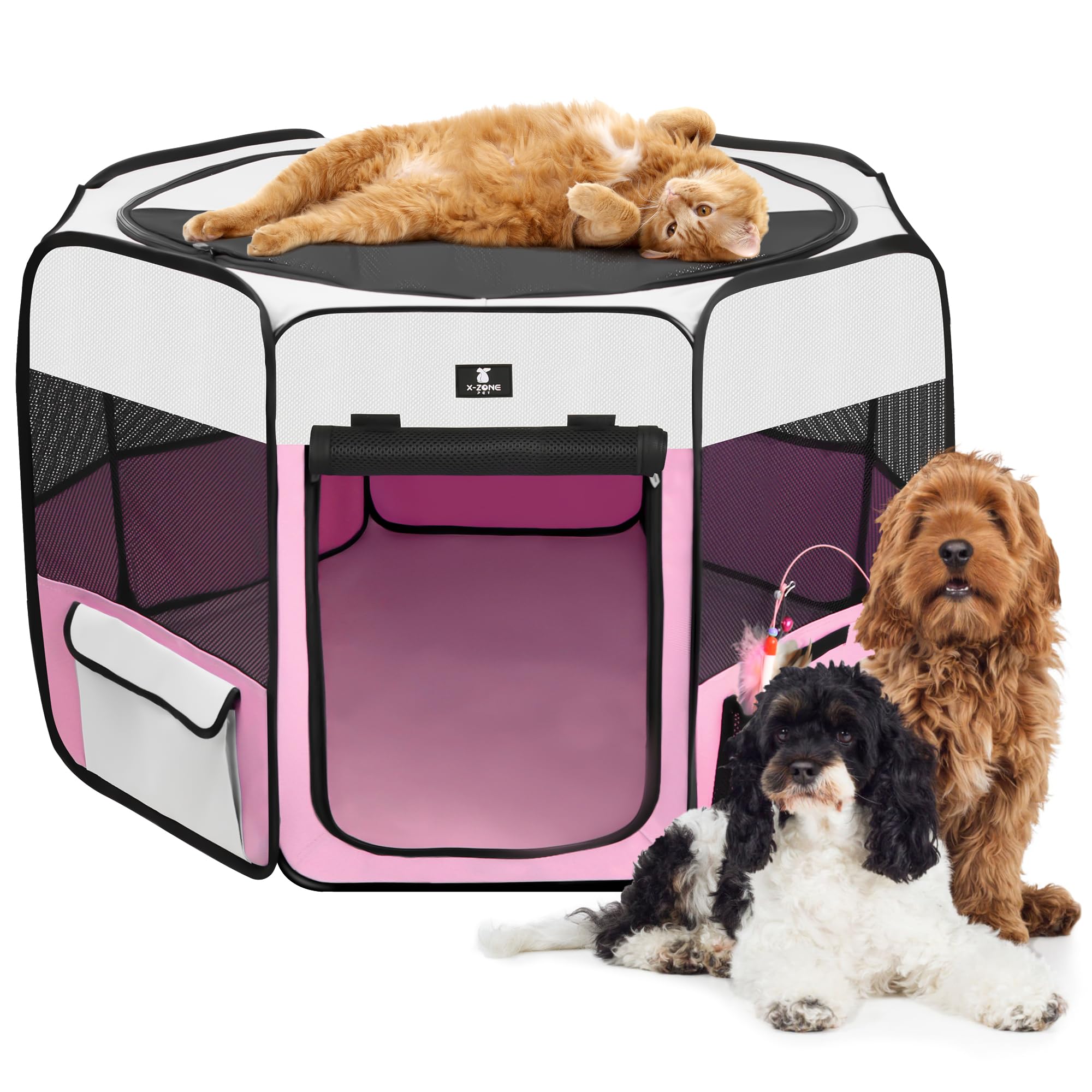 X-ZONE PET dog playpen foldable structure for easy storage and portability