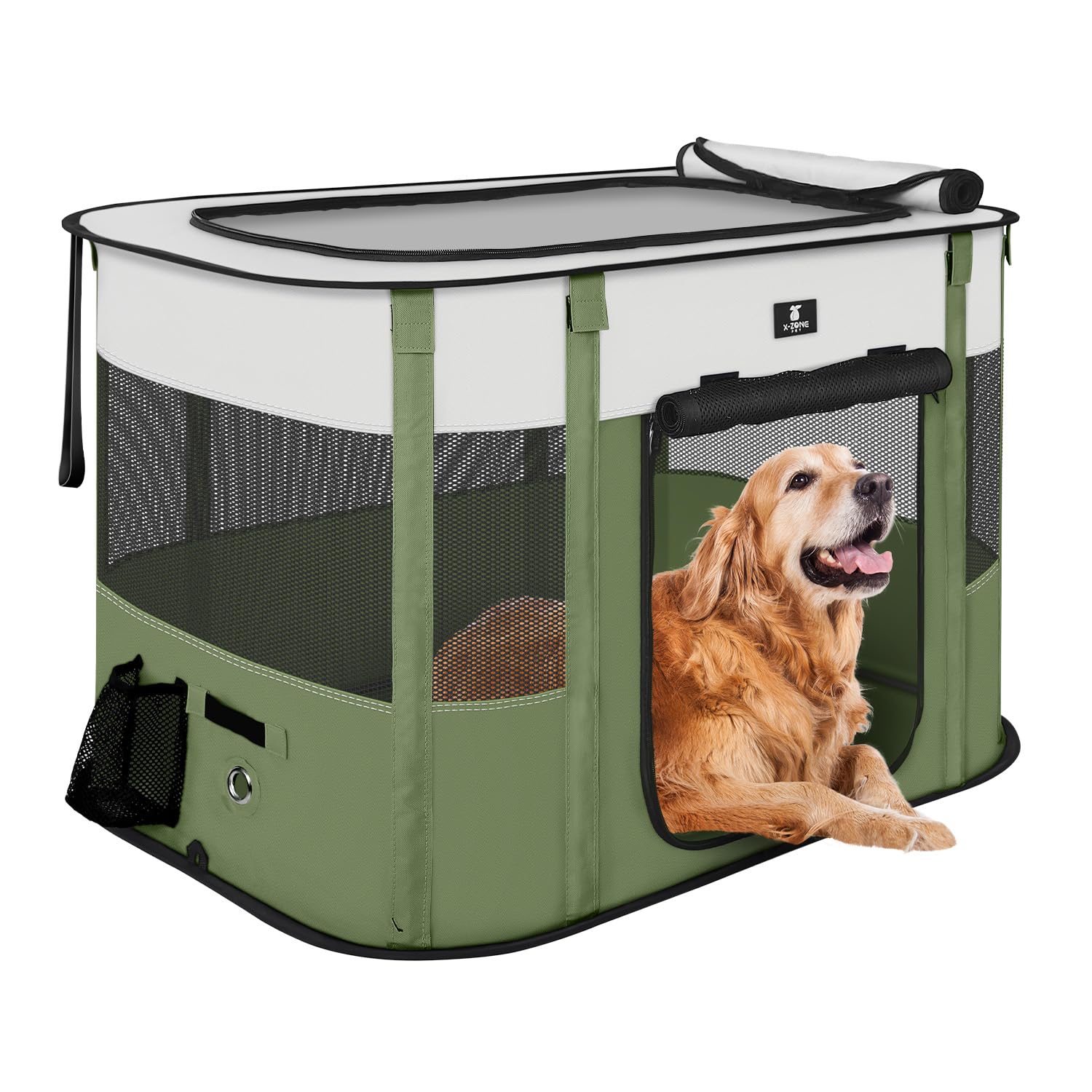 X-ZONE PET dog playpen folded-compact for easy travel and storage