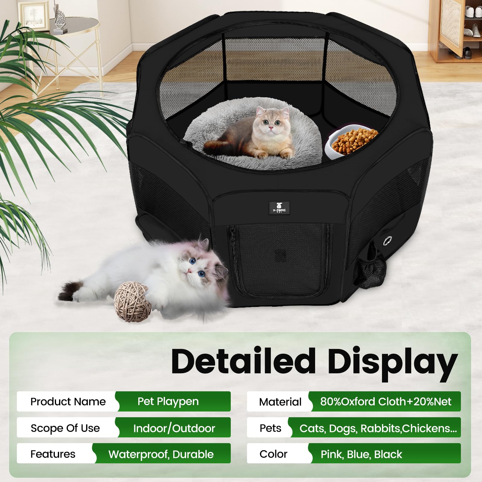 X-ZONE PET dog playpen ventilation from 8 mesh panels.