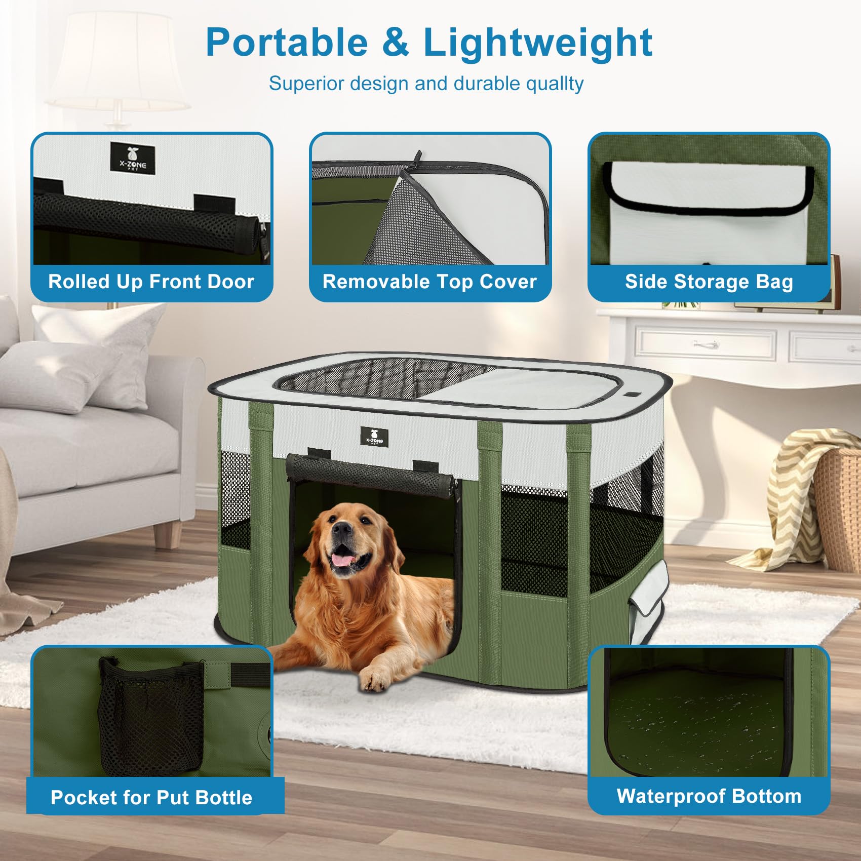 X-ZONE PET dog playpen ventilated-mesh-sides for airflow and visibility