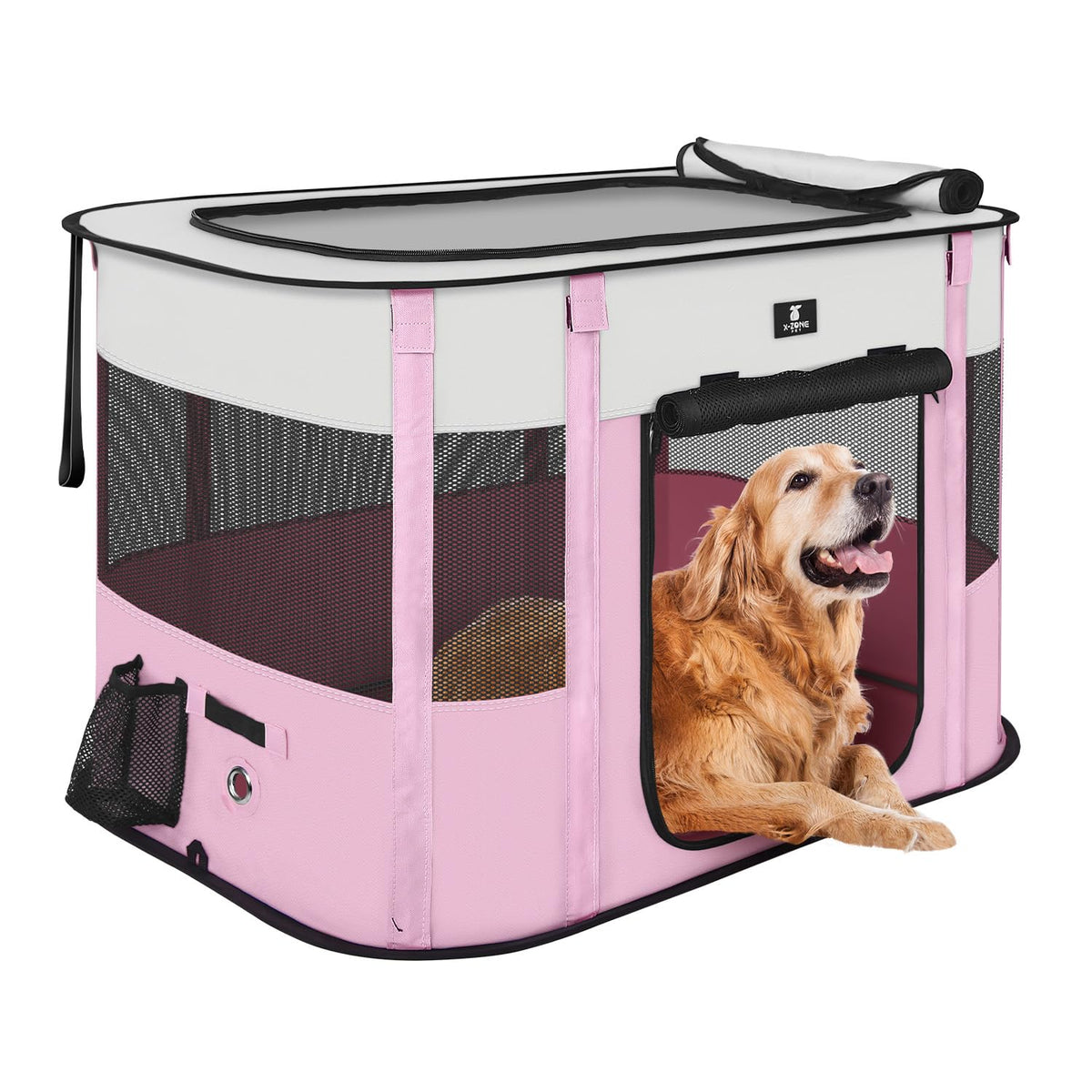 X-ZONE PET pink 30in dog playpen provides a safe indoor play space