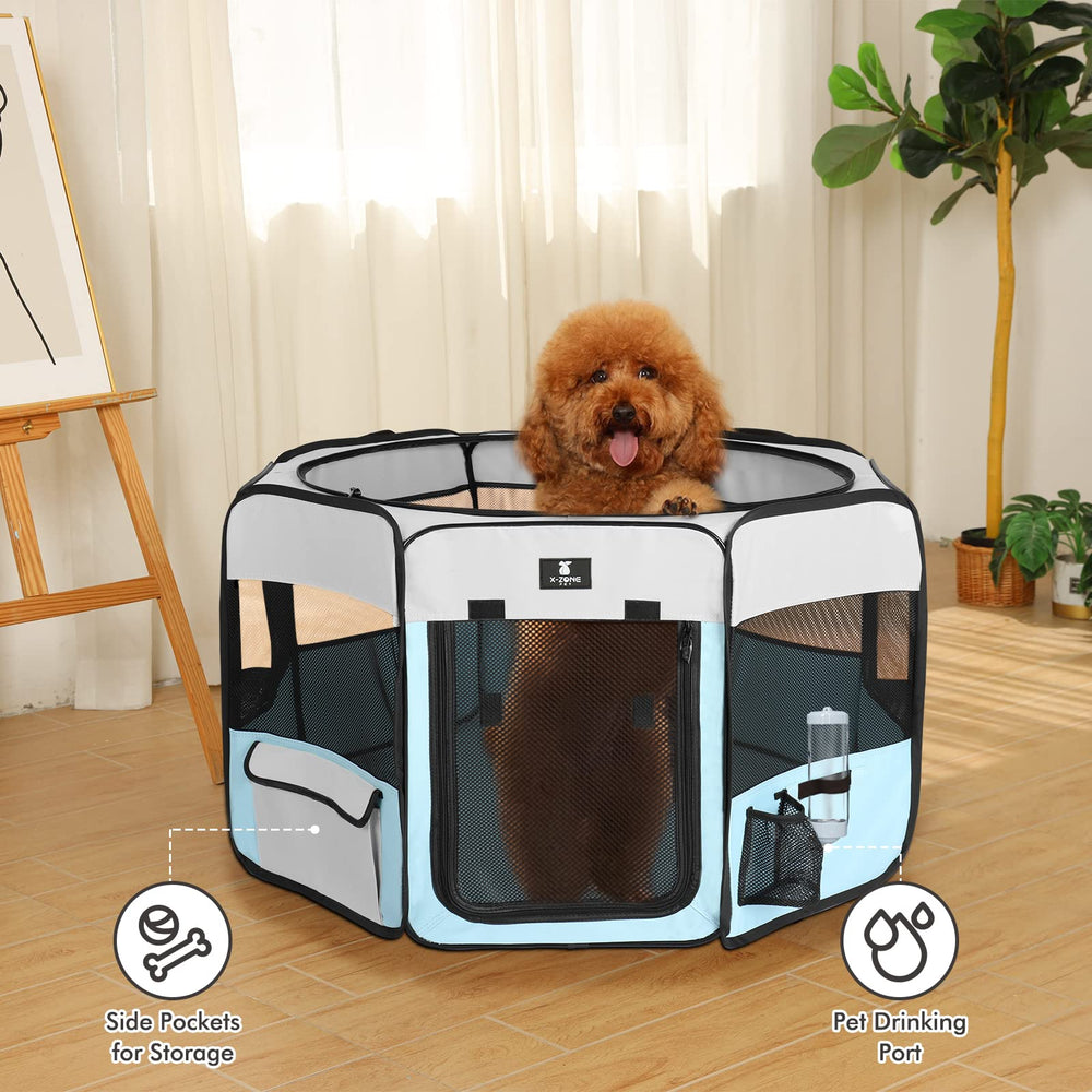 X-ZONE PET playpen with 8 mesh panels for ventilation