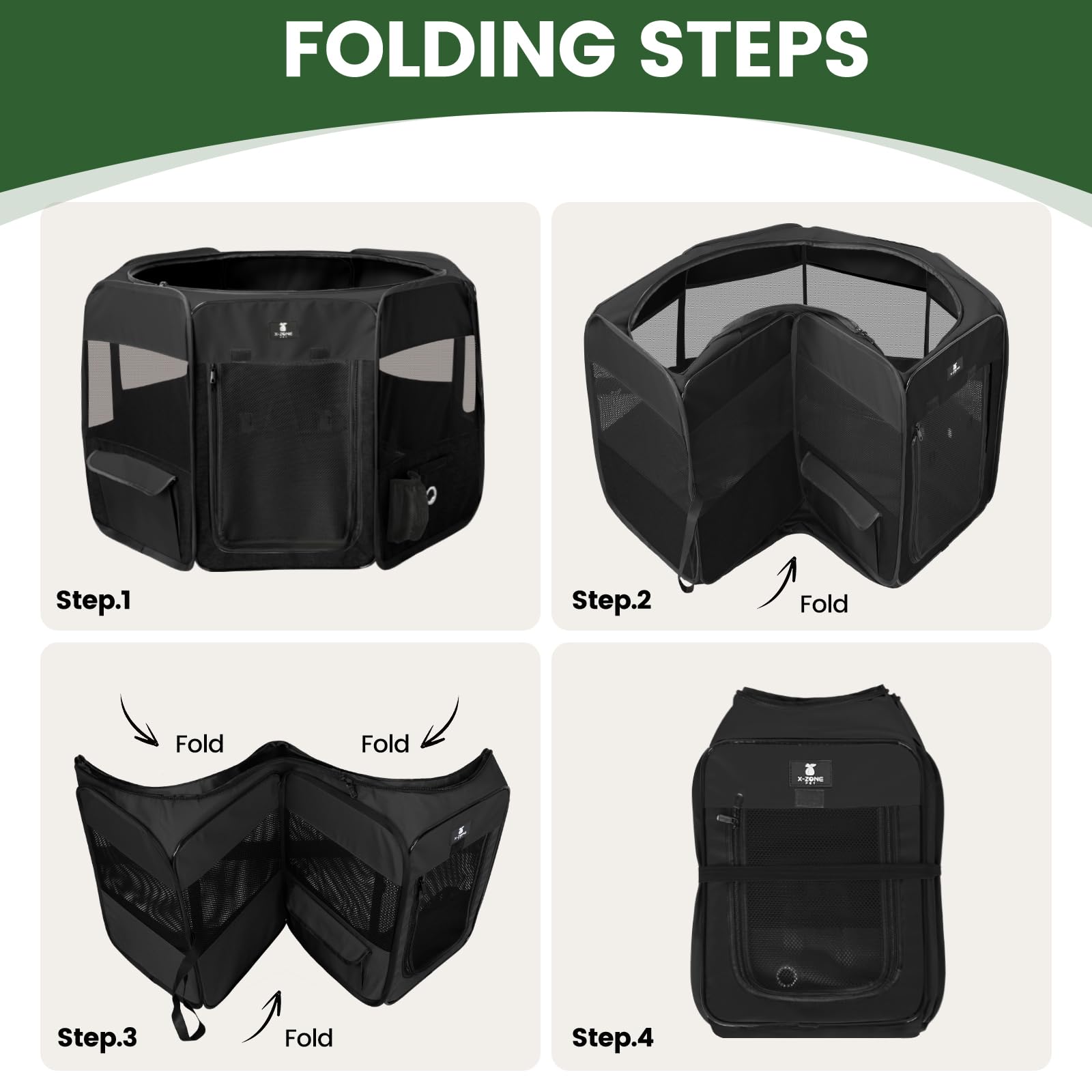 X-ZONE PET playpen with side pocket keeps essentials handy.