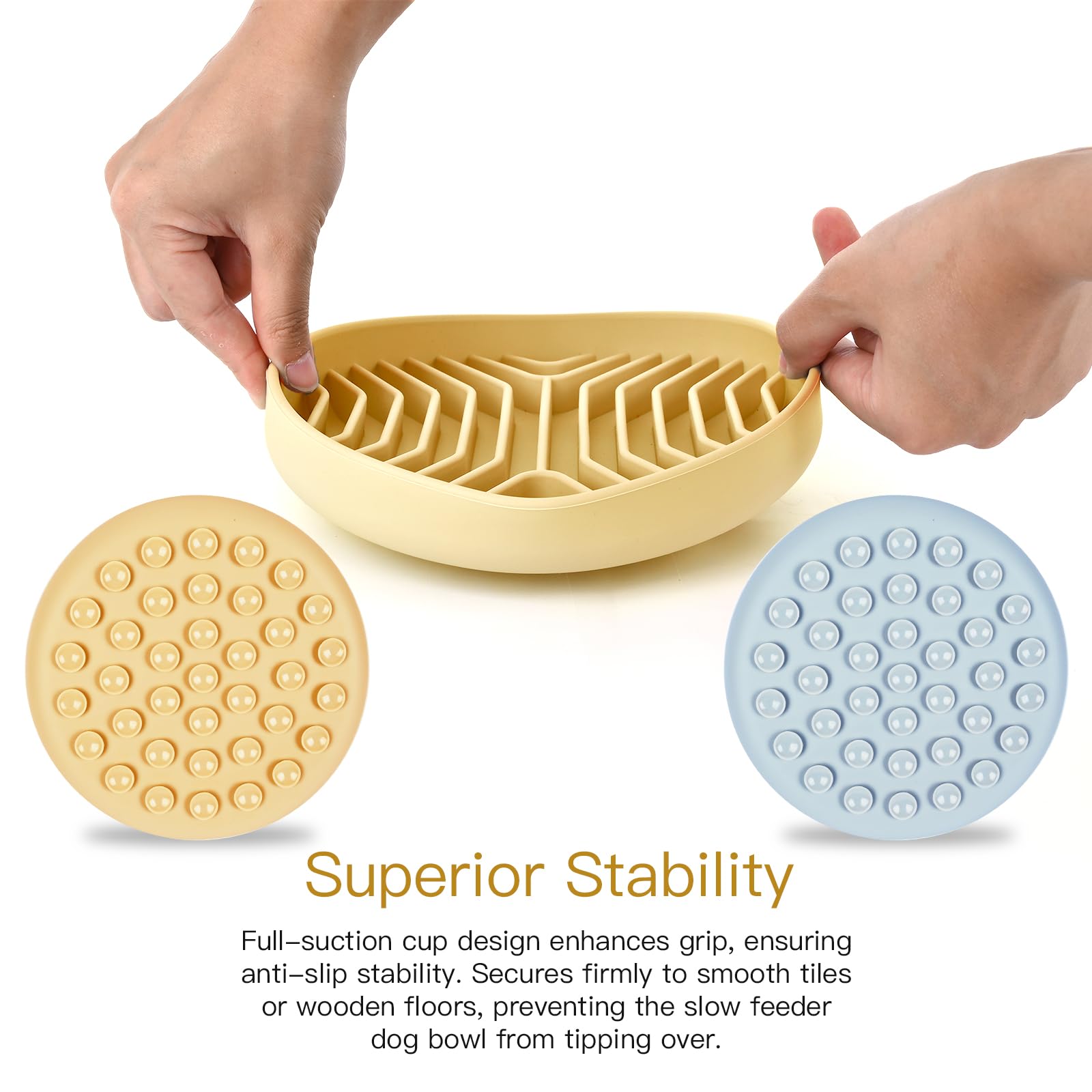 XAQMHSW labyrinth-pattern bowl encourages mindful eating and longer, calmer mealtimes for pets.