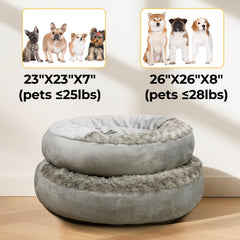 Xavaro cave dog bed gray donut shape highlights cushioned round design.
