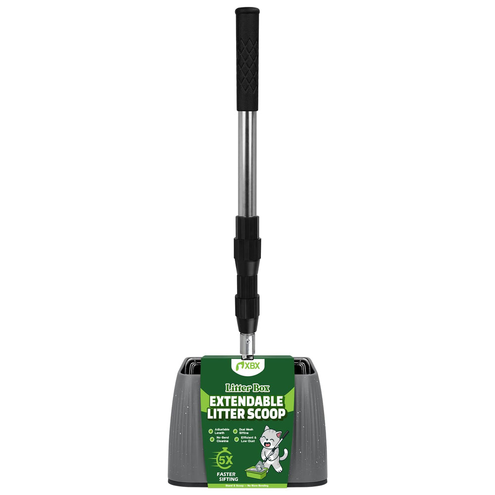 XBX stainless steel litter scoop with wide sift holes for efficient clump lifting