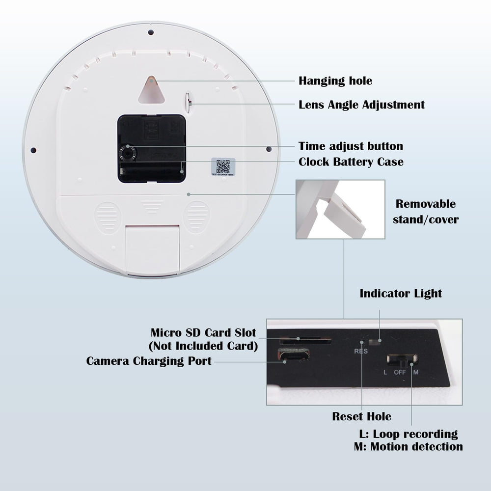 XCOUI hidden camera clock 1080p display delivers clear daytime footage